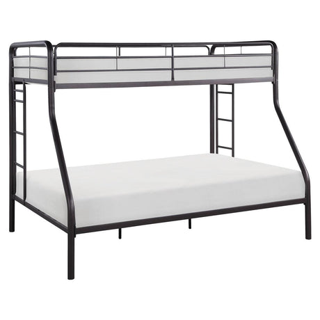 Lunar Dark Bronze Modern Traditional Metal Twin/Full Sturdy Ladder Bunk Bed Assembly Required - Ella Furniture