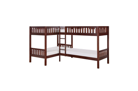 Rowe Dark Cherry Pine Veneer, Wood And Engineered Wood Corner Bunk Bed Youth Bedroom Set - Ella Furniture