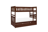 Rowe Dark Cherry Transitional Youth Twin Bookcase Platform Corner Bedroom Set With Youth Trundle - Ella Furniture