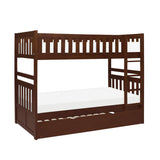 Rowe Dark Cherry Pine Veneer, Wood And Engineered Wood Twin/twin Bunk Bed With Twin Trundle - Ella Furniture
