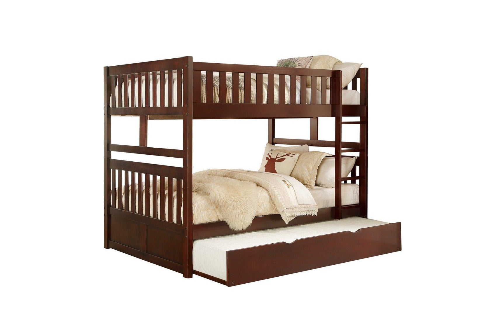 Rowe Dark Cherry Modern Transitional Solid Wood Youth Twin Over Twin Bedroom Set - Ella Furniture