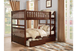 Rowe Dark Cherry Modern Transitional Solid Wood Youth Twin Over Twin Bedroom Set - Ella Furniture
