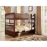 Rowe Dark Cherry Transitional Pine Veneer, Wood And Engineered Wood Full/full Bunk Bed - Ella Furniture