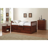 Rowe Dark Cherry Modern Transitional Pine Veneer, Wood And Engineered Wood Twin/twin Trundle Bed - Ella Furniture