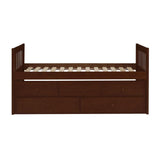 Rowe Dark Cherry Modern Transitional Pine Veneer, Wood And Engineered Wood Twin/twin Trundle Bed - Ella Furniture
