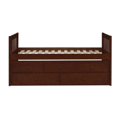 Rowe Dark Cherry Modern Transitional Pine Veneer, Wood And Engineered Wood Twin/twin Trundle Bed - Ella Furniture