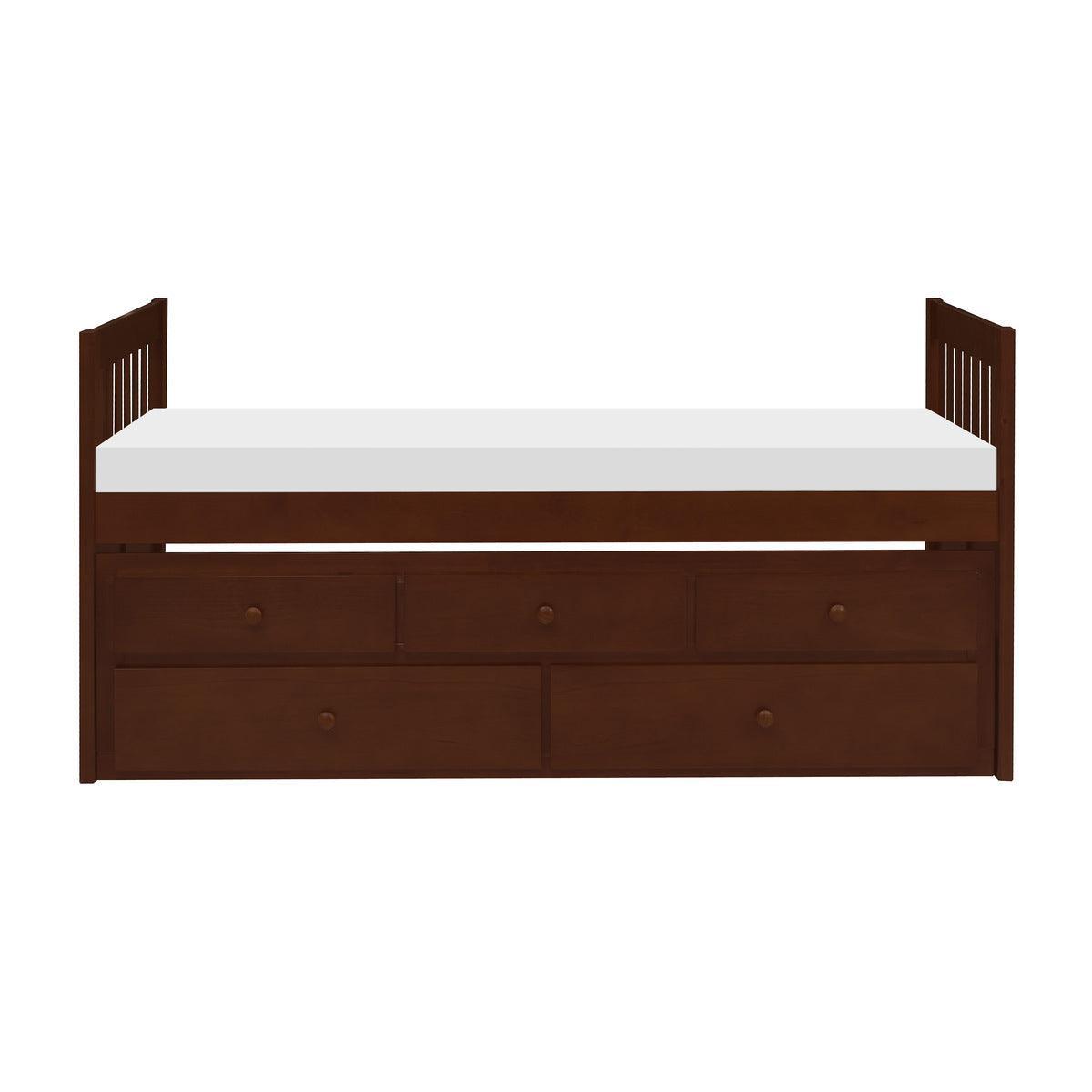 Rowe Dark Cherry Modern Transitional Pine Veneer, Wood And Engineered Wood Twin/twin Trundle Bed - Ella Furniture