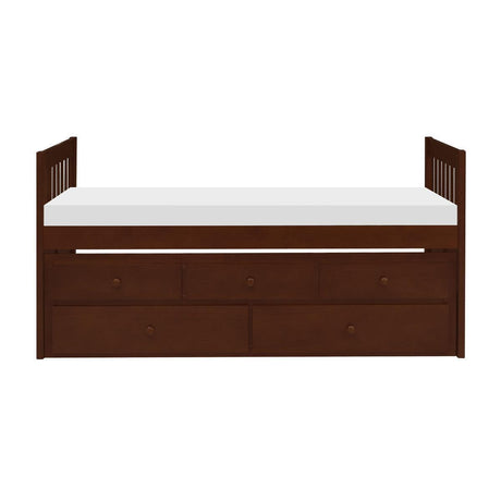 Rowe Dark Cherry Pine Veneer, Wood And Engineered Wood Youth Twin Storage Trundle Bed - Ella Furniture