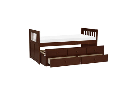 Rowe Dark Cherry Modern Contemporary Transition Solid Wood Youth Bedroom With Storage Set - Ella Furniture