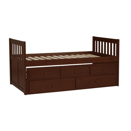 Rowe Dark Cherry Pine Veneer, Wood And Engineered Wood Youth Twin Storage Trundle Bed - Ella Furniture
