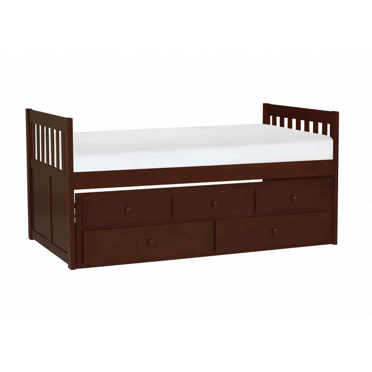 Rowe Dark Cherry Pine Veneer, Wood And Engineered Wood Youth Twin Storage Trundle Bed - Ella Furniture