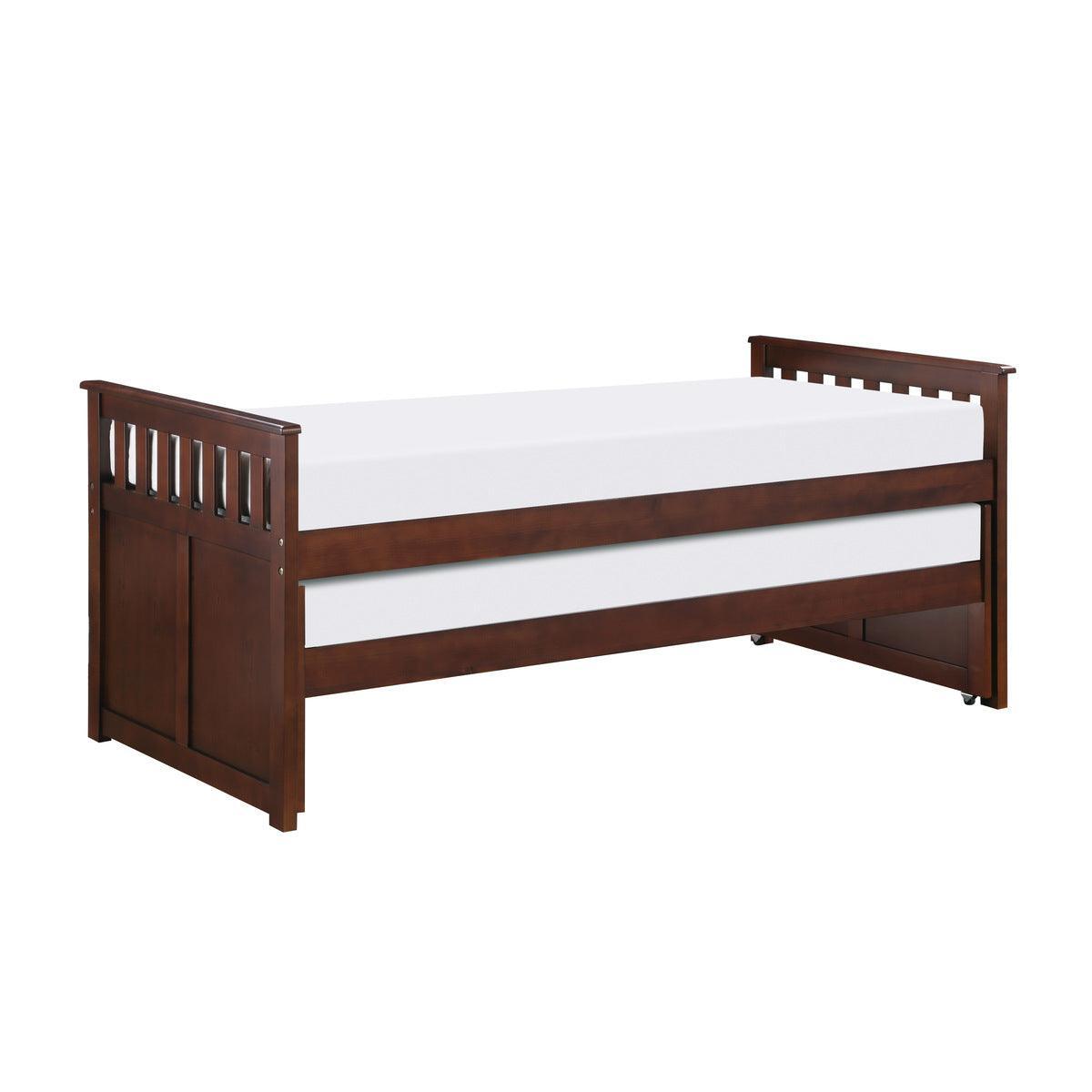 Rowe Dark Cherry Modern Transitional Pine Veneer, Wood And Engineered Wood Twin/twin Bed - Ella Furniture