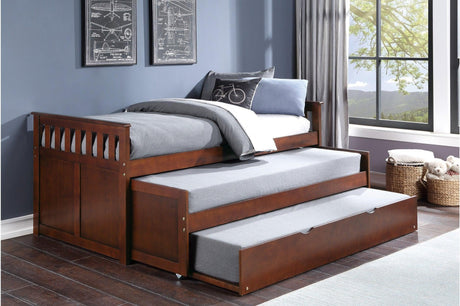Rowe Dark Cherry Modern Solid Wood Youth Transitional Twin Over Twin Bedroom Set - Ella Furniture