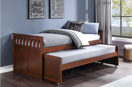 Rowe Dark Cherry Modern Solid Wood Youth Transitional Twin Over Twin Bedroom Set - Ella Furniture
