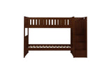 Rowe Dark Cherry Transitional Solid Wood Youth Twin Over Twin With Storage Stair Steps Bedroom Set - Ella Furniture