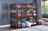 Rowe Dark Cherry Modern Transitional Solid Wood Youth Triple Twin Bunkbed - Ella Furniture