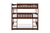 Rowe Dark Cherry Modern Transitional Solid Wood Youth Triple Twin Bunkbed - Ella Furniture