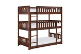 Rowe Dark Cherry Modern Transitional Solid Wood Youth Triple Twin Bunkbed - Ella Furniture
