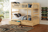 Bartly Natural Pine Modern Transitional Solid Wood Youth Bunk Bedroom Set - Ella Furniture