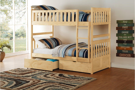 Bartly Natural Pine Modern Transitional Solid Wood Youth Bunk Bedroom Set - Ella Furniture
