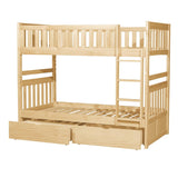 Bartly Natural Pine Transitional Engineered Wood Twin Over Twin Bunk Bed With Storage Boxes - Ella Furniture