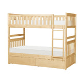 Bartly Natural Pine Transitional Engineered Wood Twin Over Twin Bunk Bed With Storage Boxes - Ella Furniture