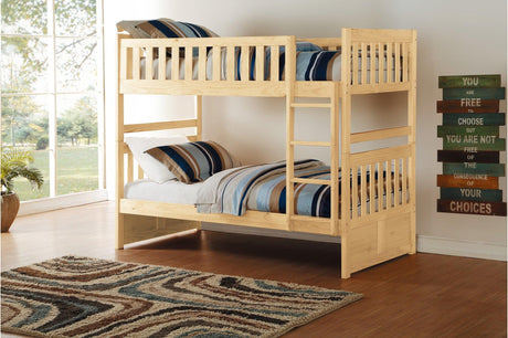 Bartly Natural Pine Modern Transitional Solid Wood Youth Bunk Bedroom Set - Ella Furniture
