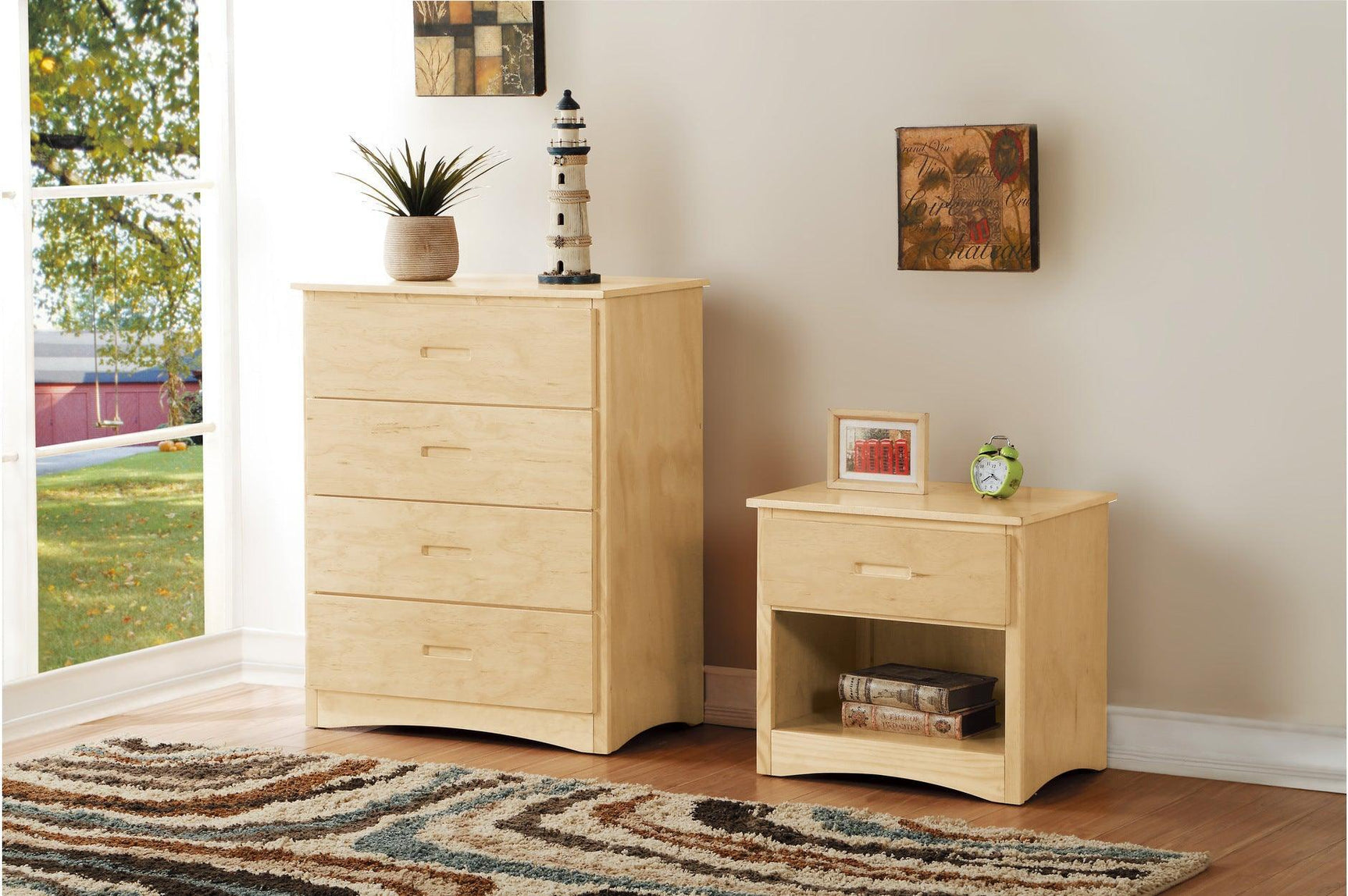 Bartly Natural Pine Modern Transitional Solid Wood Youth Full/full Bunk Bed With Storage Boxes - Ella Furniture