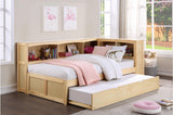 Bartly Natural Pine Modern Transitional Solid Wood Youth Bookcase Storage Bedroom Set - Ella Furniture
