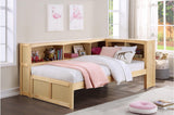 Bartly Natural Pine Modern Transitional Solid Wood Youth Bookcase Storage Bedroom Set - Ella Furniture