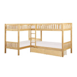 Bartly Natural Pine Transitional Engineered Wood Twin Corner Bunk Bed With Storage Boxes - Ella Furniture