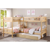 Bartly Natural Pine Pine Veneer, Wood And Engineered Wood Corner Bunk Bed With Twin Trundle - Ella Furniture