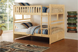 Bartly Natural Pine Modern Transitional Solid Wood Youth Full/full Bunk Bed With Storage Boxes - Ella Furniture