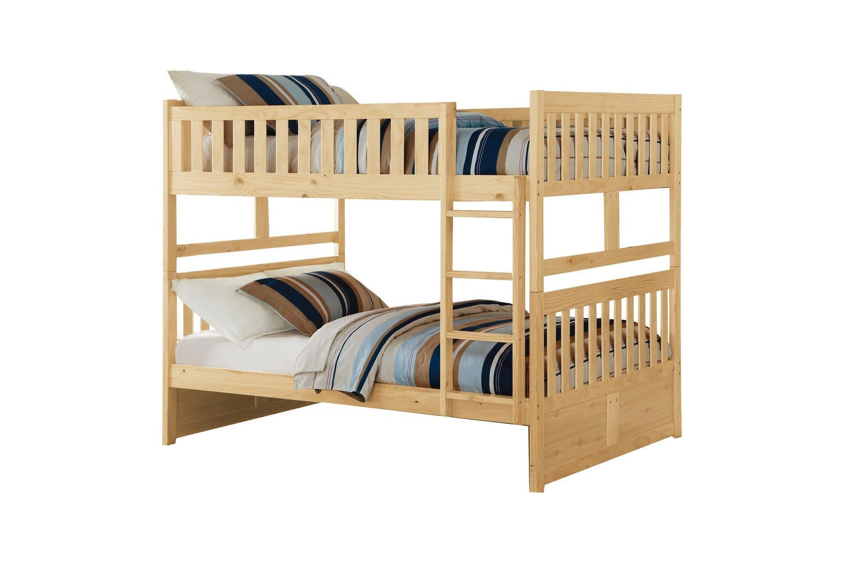 Bartly Natural Pine Modern Transitional Solid Wood Youth Full/full Bunk Bed With Storage Boxes - Ella Furniture