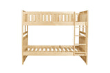 Bartly Natural Pine Modern Transitional Solid Wood Youth Full/full Bunk Bed With Storage Boxes - Ella Furniture