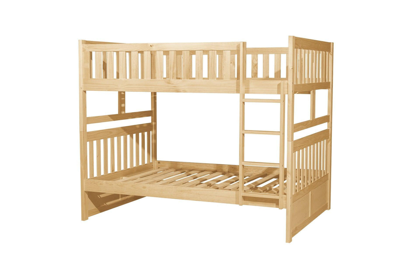 Bartly Natural Pine Modern Transitional Solid Wood Youth Full/full Bunk Bed With Storage Boxes - Ella Furniture