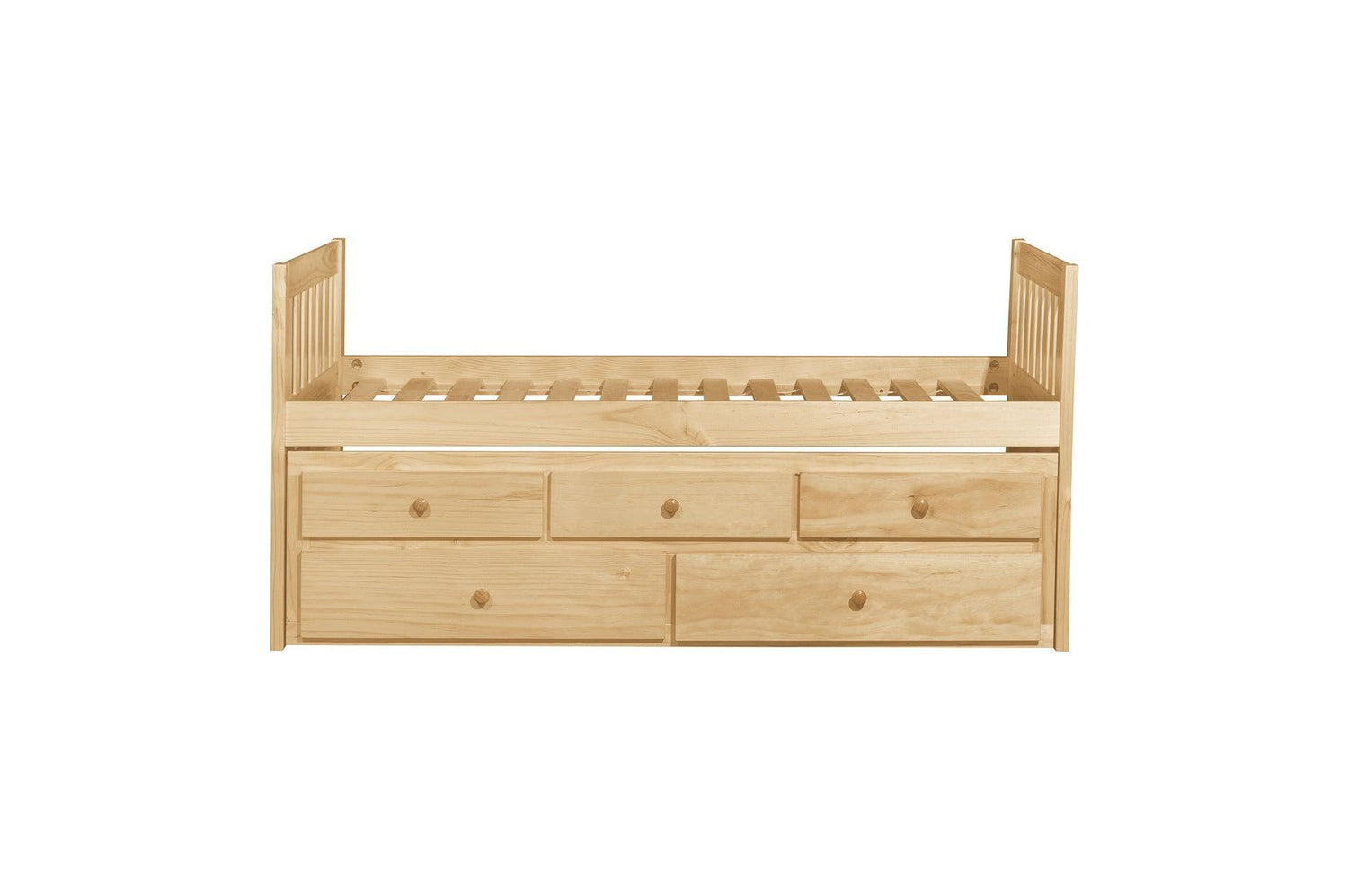 Bartly Natural Pine Modern Transitional Solid Wood Youth Panel Storage Trundle Bedroom Set - Ella Furniture