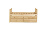 Bartly Natural Pine Modern Transitional Solid Wood Youth Panel Storage Trundle Bedroom Set - Ella Furniture