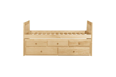 Bartly Natural Pine Modern Transitional Solid Wood Youth Panel Storage Trundle Bedroom Set - Ella Furniture