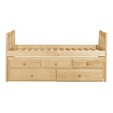 Bartly Natural Pine Pine Veneer, Wood And Engineered Wood Youth Twin Panel Storage Trundle Bed - Ella Furniture