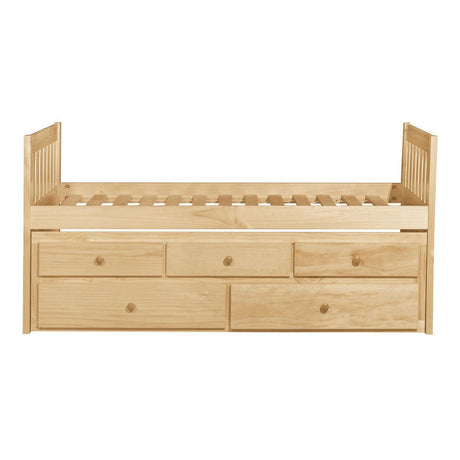 Bartly Natural Pine Pine Veneer, Wood And Engineered Wood Youth Twin Panel Storage Trundle Bed - Ella Furniture