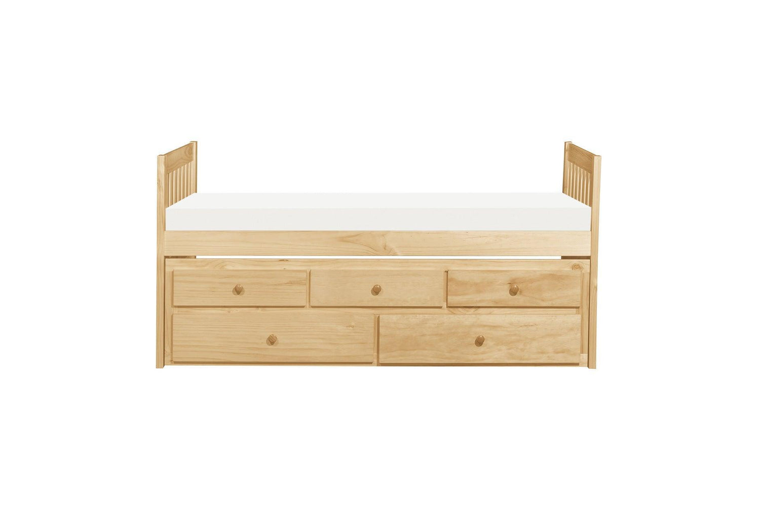Bartly Natural Pine Modern Transitional Solid Wood Youth Panel Storage Trundle Bedroom Set - Ella Furniture