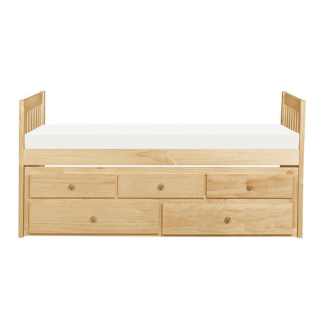 Bartly Natural Pine Transitional Pine Veneer, Wood, Engineered Wood Twin Panel Storage Trundle Bed - Ella Furniture
