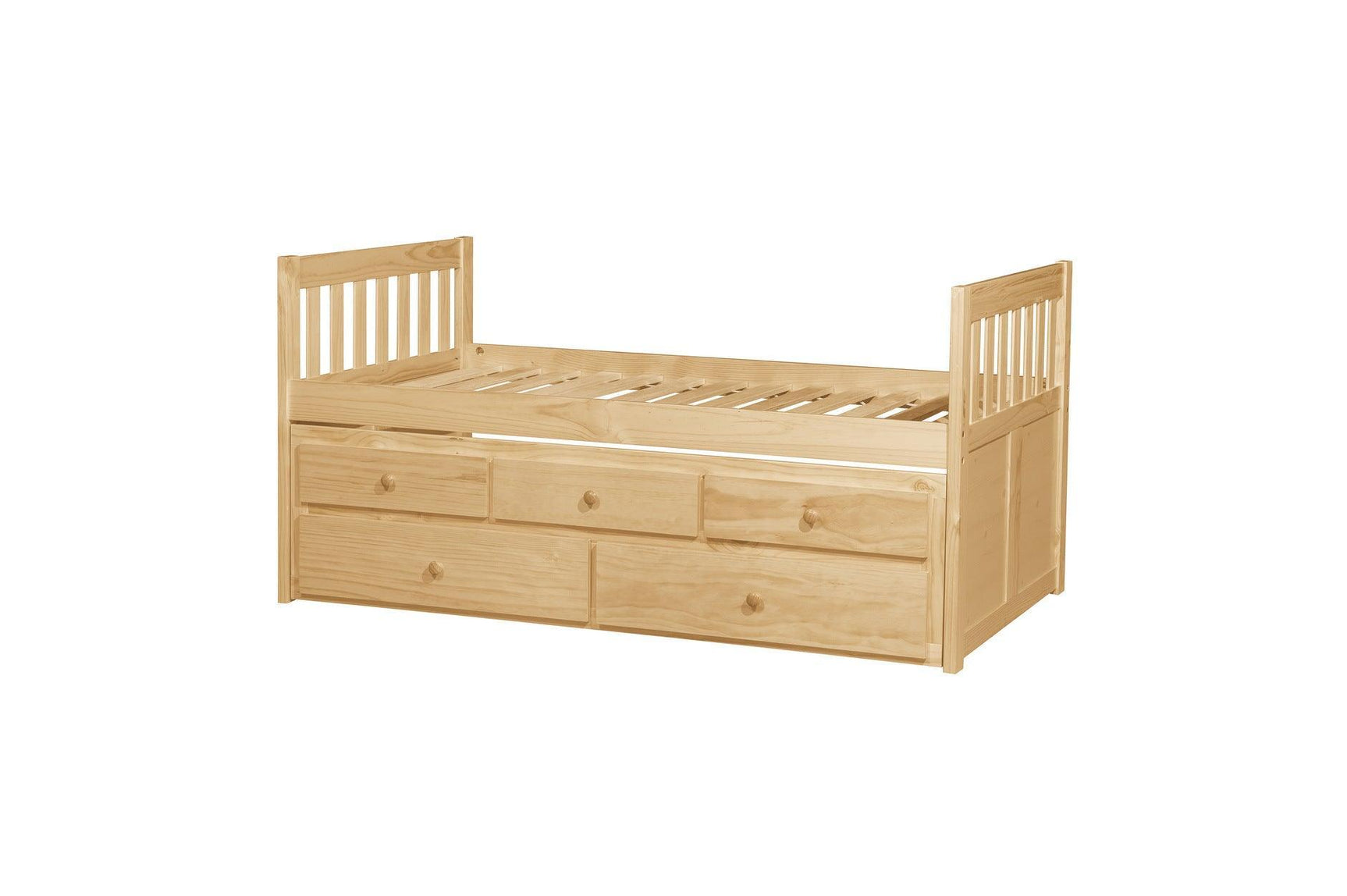 Bartly Natural Pine Modern Transitional Solid Wood Youth Panel Storage Trundle Bedroom Set - Ella Furniture