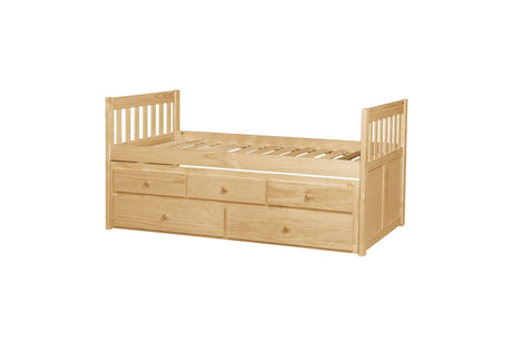 Bartly Natural Pine Modern Transitional Solid Wood Youth Panel Storage Trundle Bedroom Set - Ella Furniture