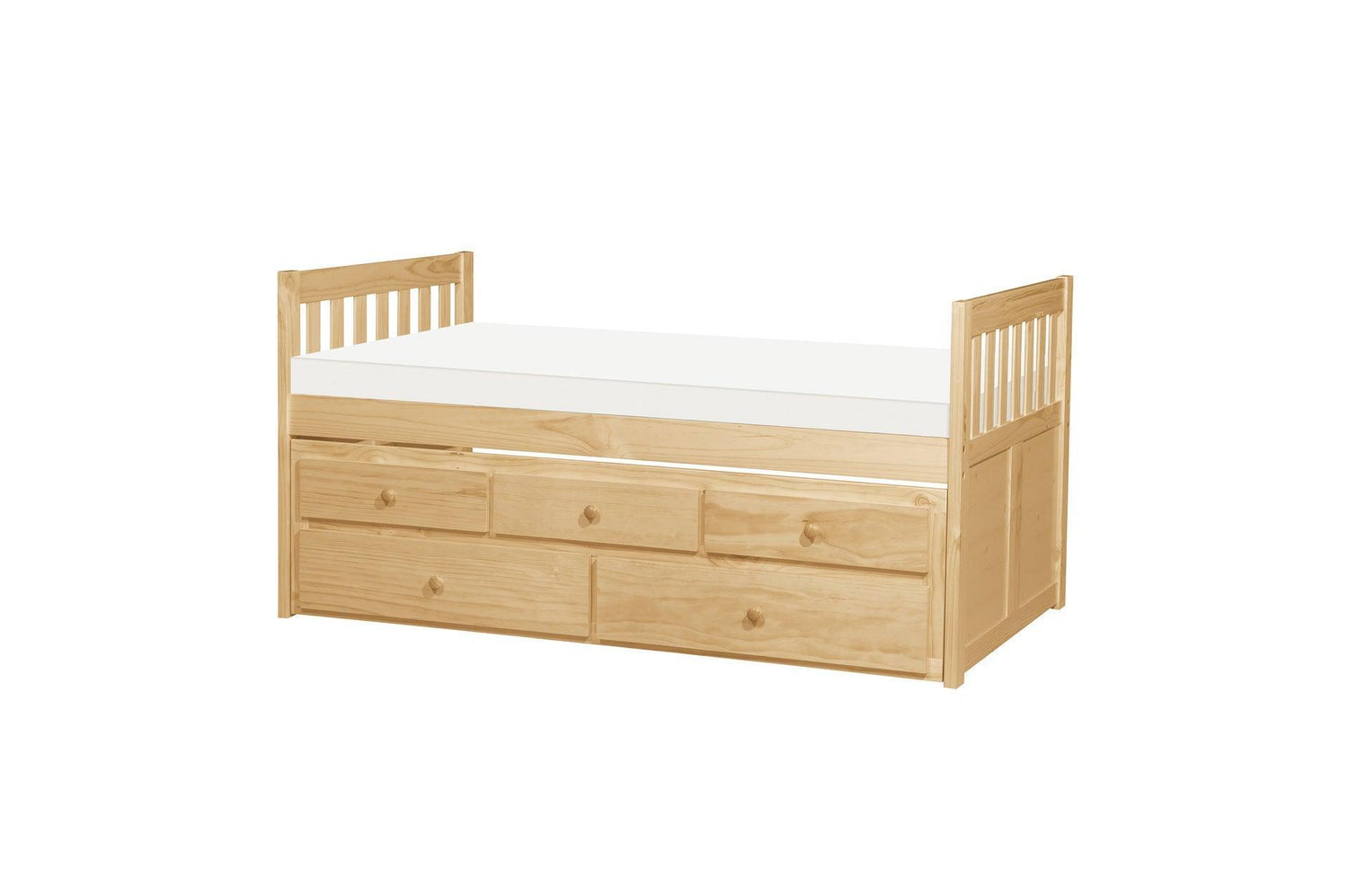 Bartly Natural Pine Modern Transitional Solid Wood Youth Panel Storage Trundle Bedroom Set - Ella Furniture