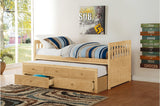 Bartly Natural Pine Modern Transitional Solid Wood Youth Panel Storage Trundle Bedroom Set - Ella Furniture