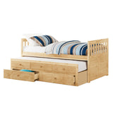 Bartly Natural Pine Pine Veneer, Wood And Engineered Wood Youth Twin Panel Storage Trundle Bed - Ella Furniture