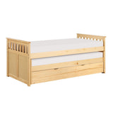 Bartly Natural Pine Transitional Pine Veneer, Wood And Engineered Twin Over Twin Trundle Bed - Ella Furniture
