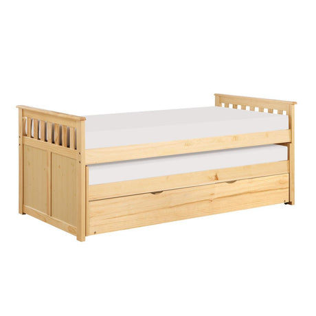Bartly Natural Pine Transitional Pine Veneer, Wood And Engineered Twin Over Twin Trundle Bed - Ella Furniture